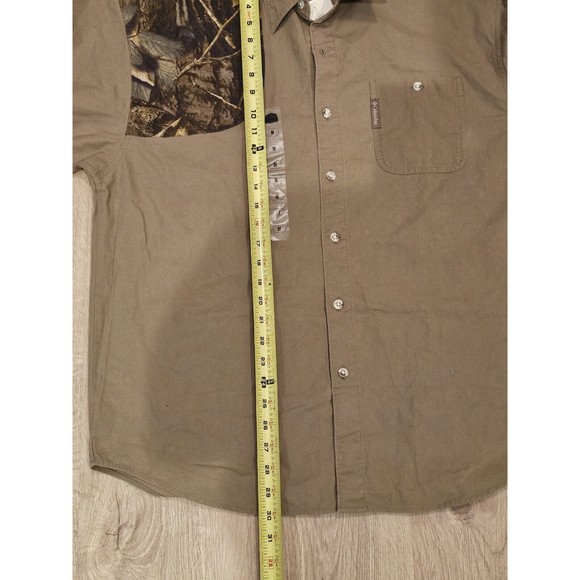 NWT Columbia Shooting Shirt Shoulder Timberwolf Men’s Sz Medium Tan Camo Hunting - Picture 10 of 11